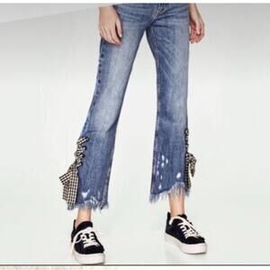 Zara TRF Denim IXD Makers Mid Wash Mid Rise Straight Leg Jeans Size 4